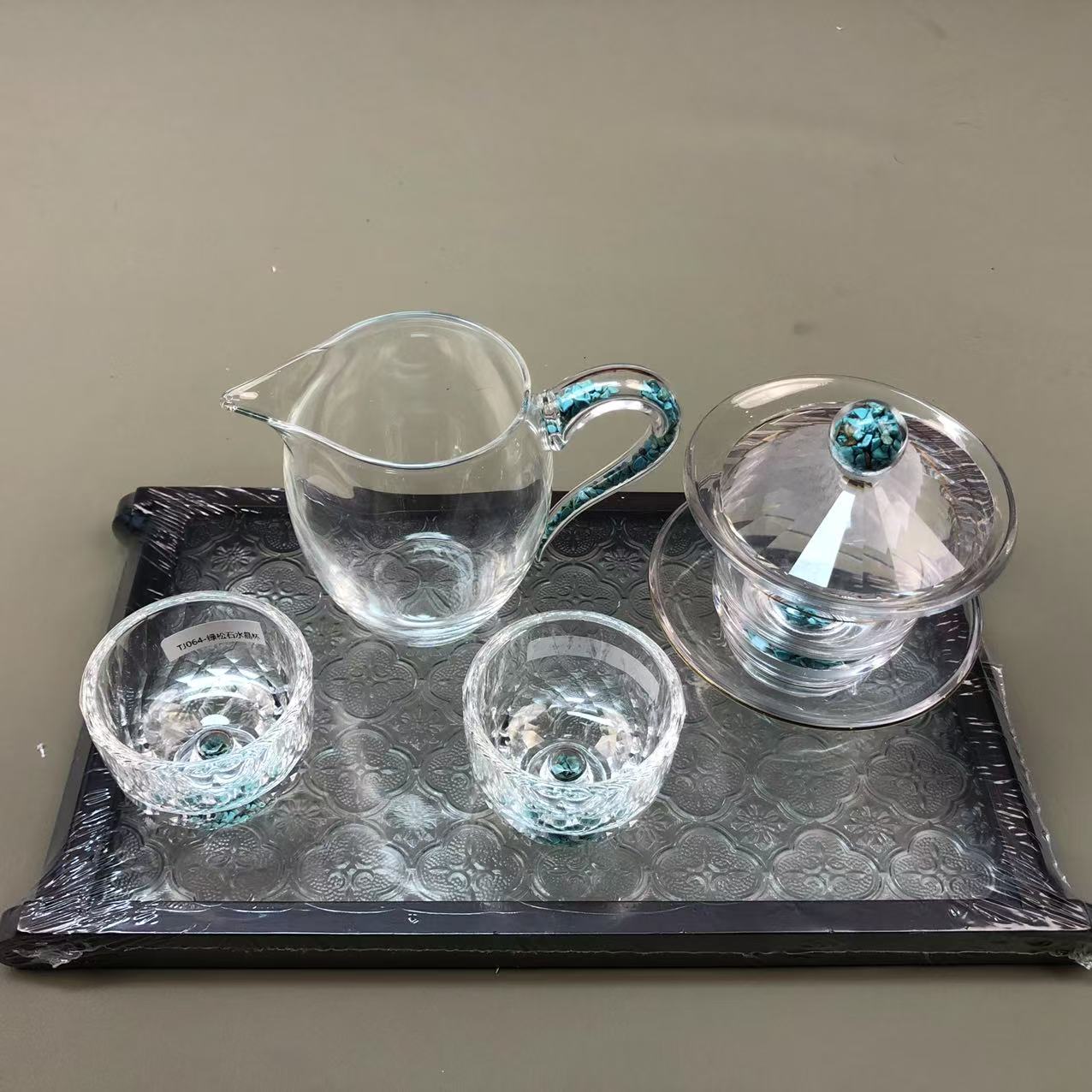 绿松石水晶盖碗组合套装 ZH  2988