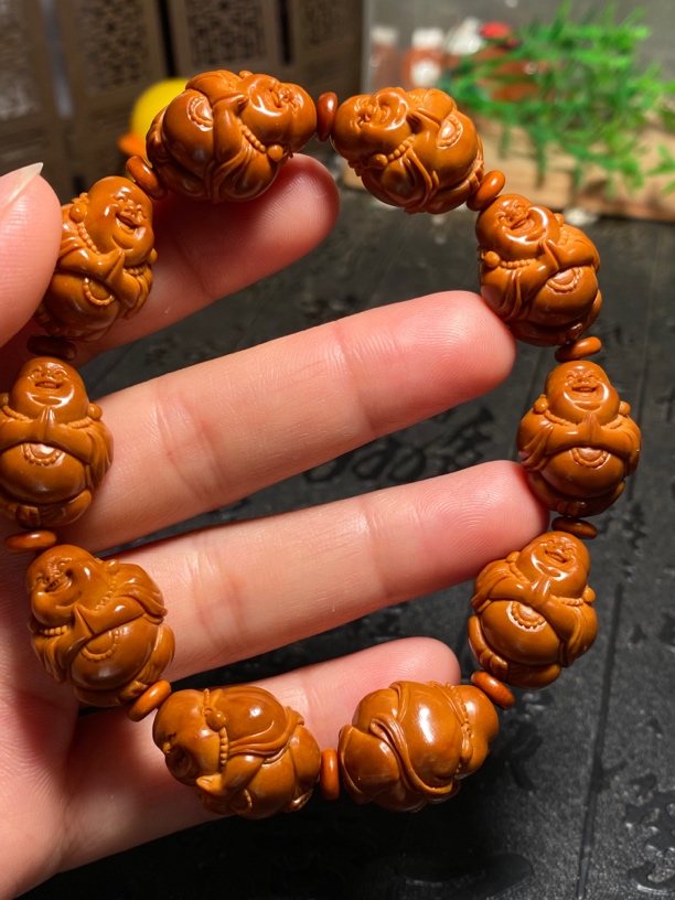 橄榄核雕刻【一心向佛】1.6橄榄核雕刻文玩手串