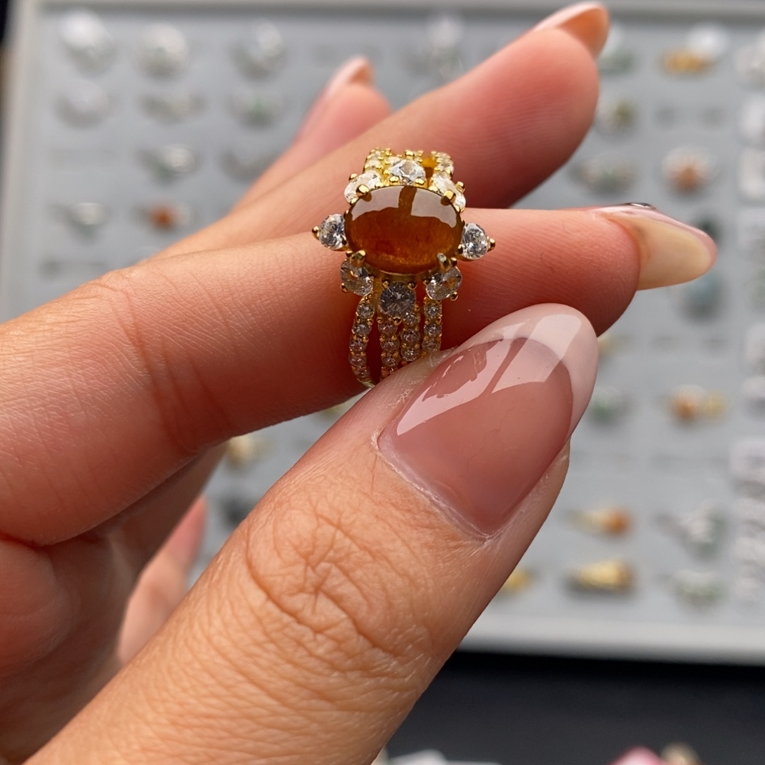 翡翠银S925镶嵌戒指天然翡翠