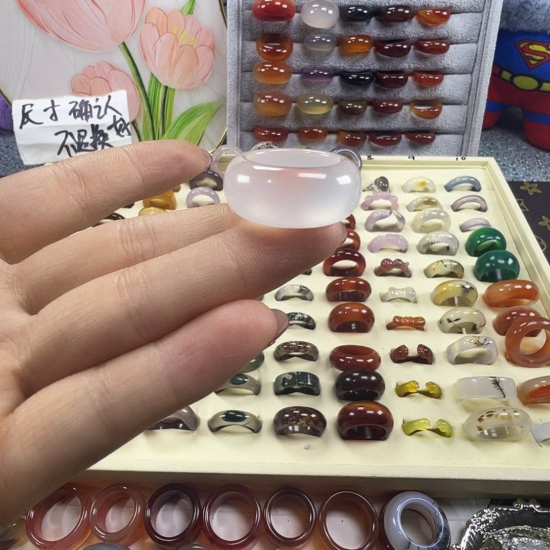 玛瑙/玉髓未镶嵌戒指B5不退换18港18
