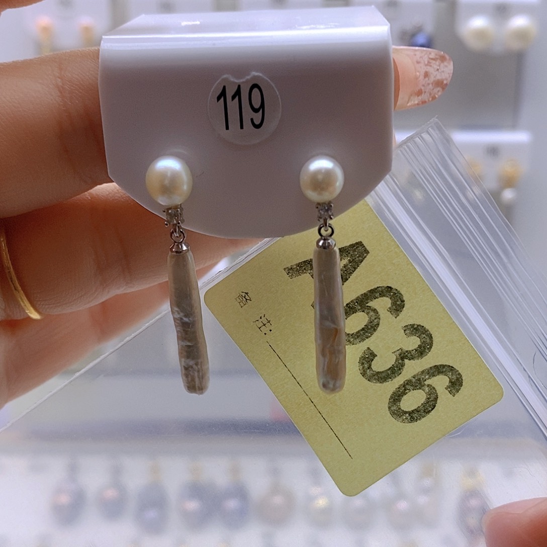 淡水珍珠耳饰银S925镶嵌周*