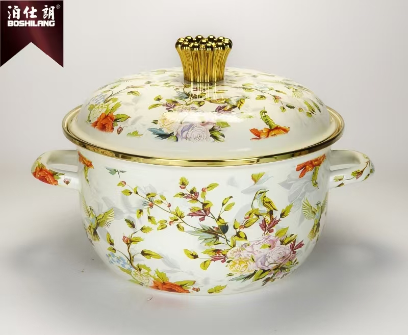 【致远】【拍一发二颜色随机发】新款搪瓷汤锅珐琅烧锅猪油罐带盖