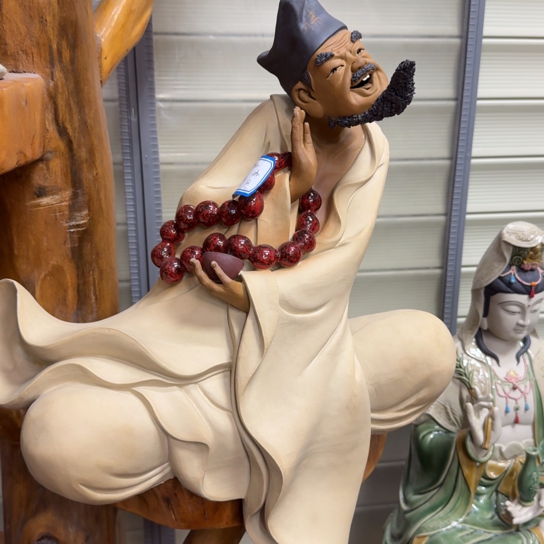 新***乐石湾窑陶瓷摆件济公