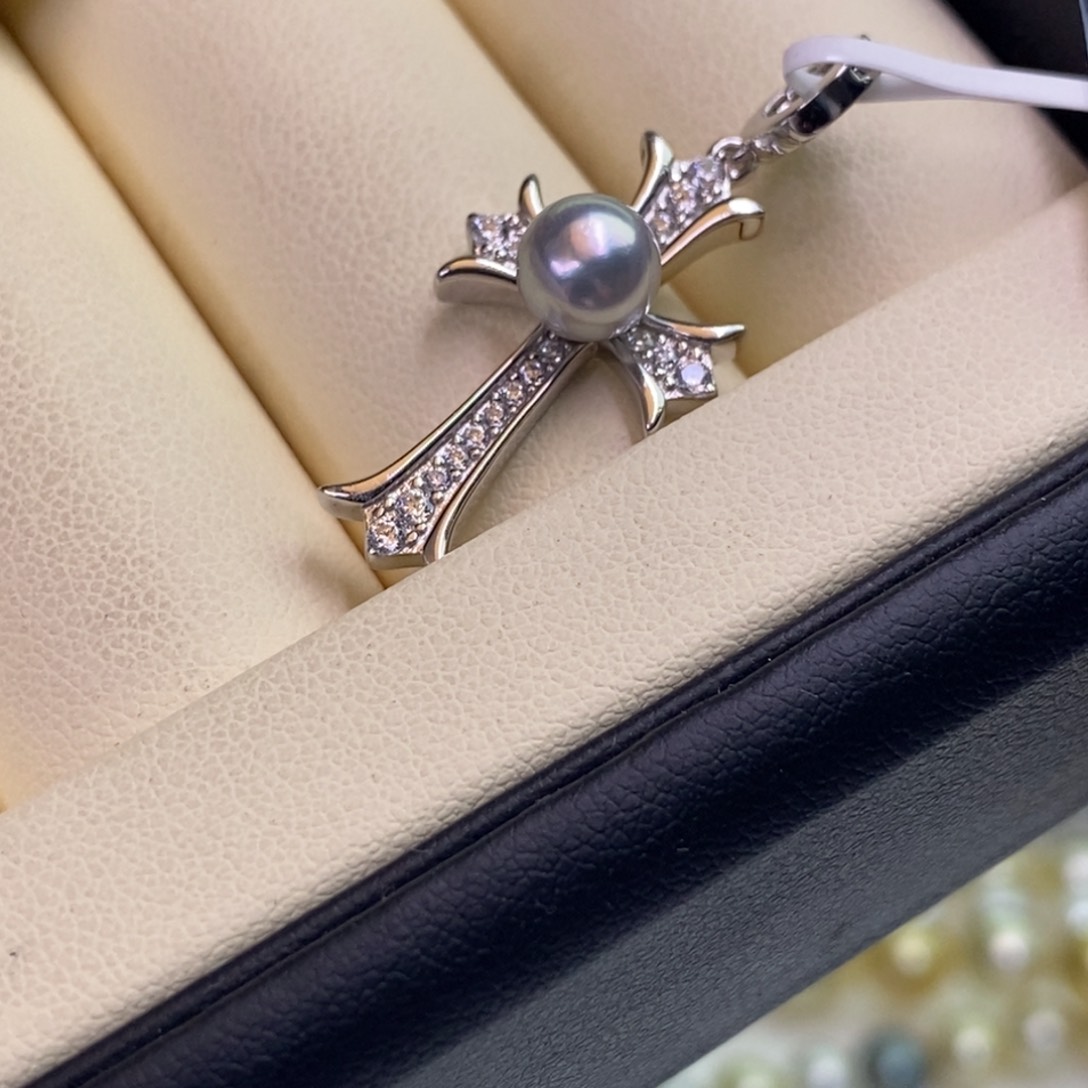 海水珍珠银S925镶嵌颈饰