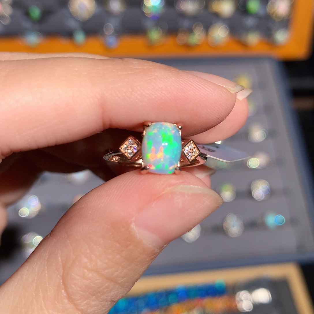 银S925镶嵌欧泊欧泊戒指y