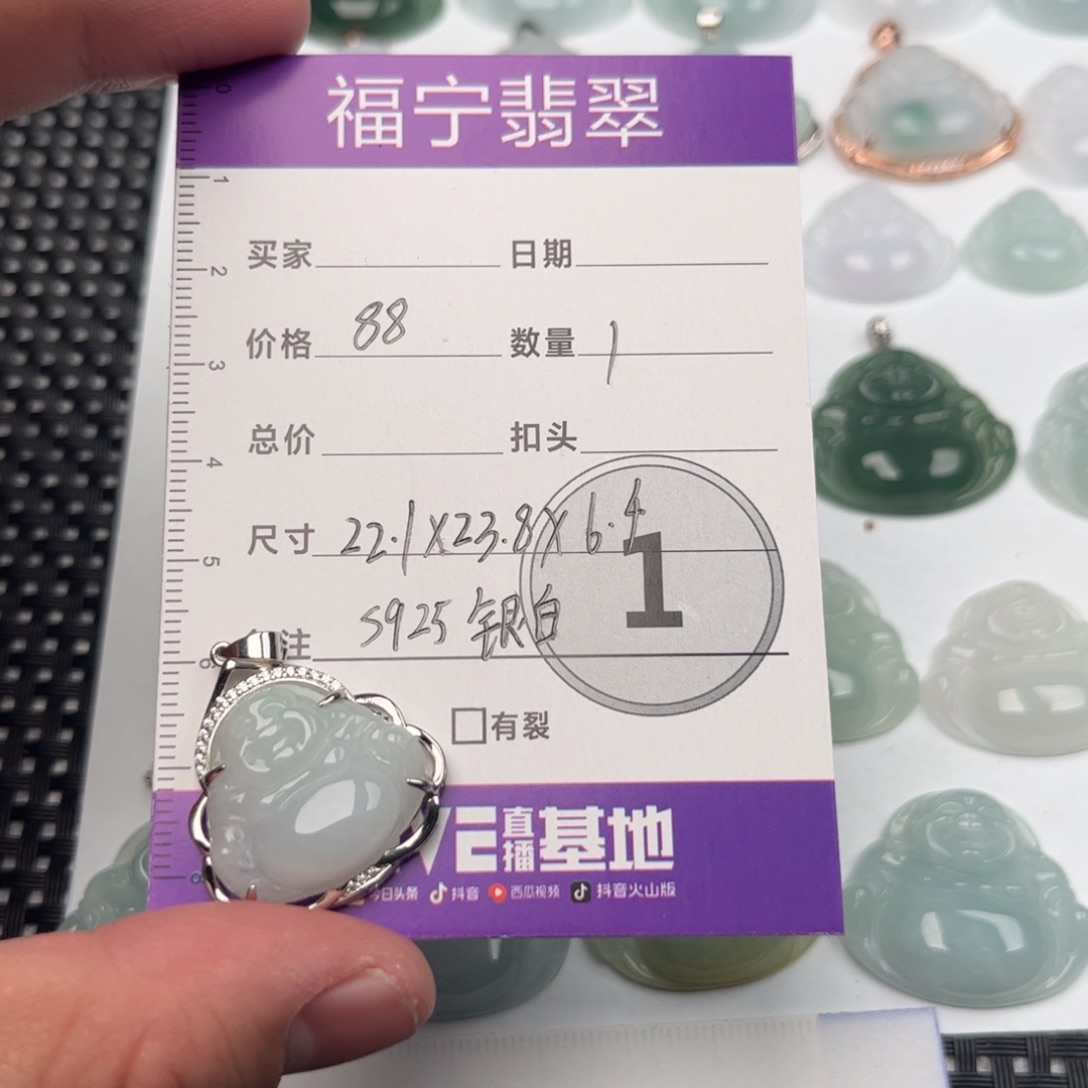 翡翠颈饰银S925镶嵌吊坠