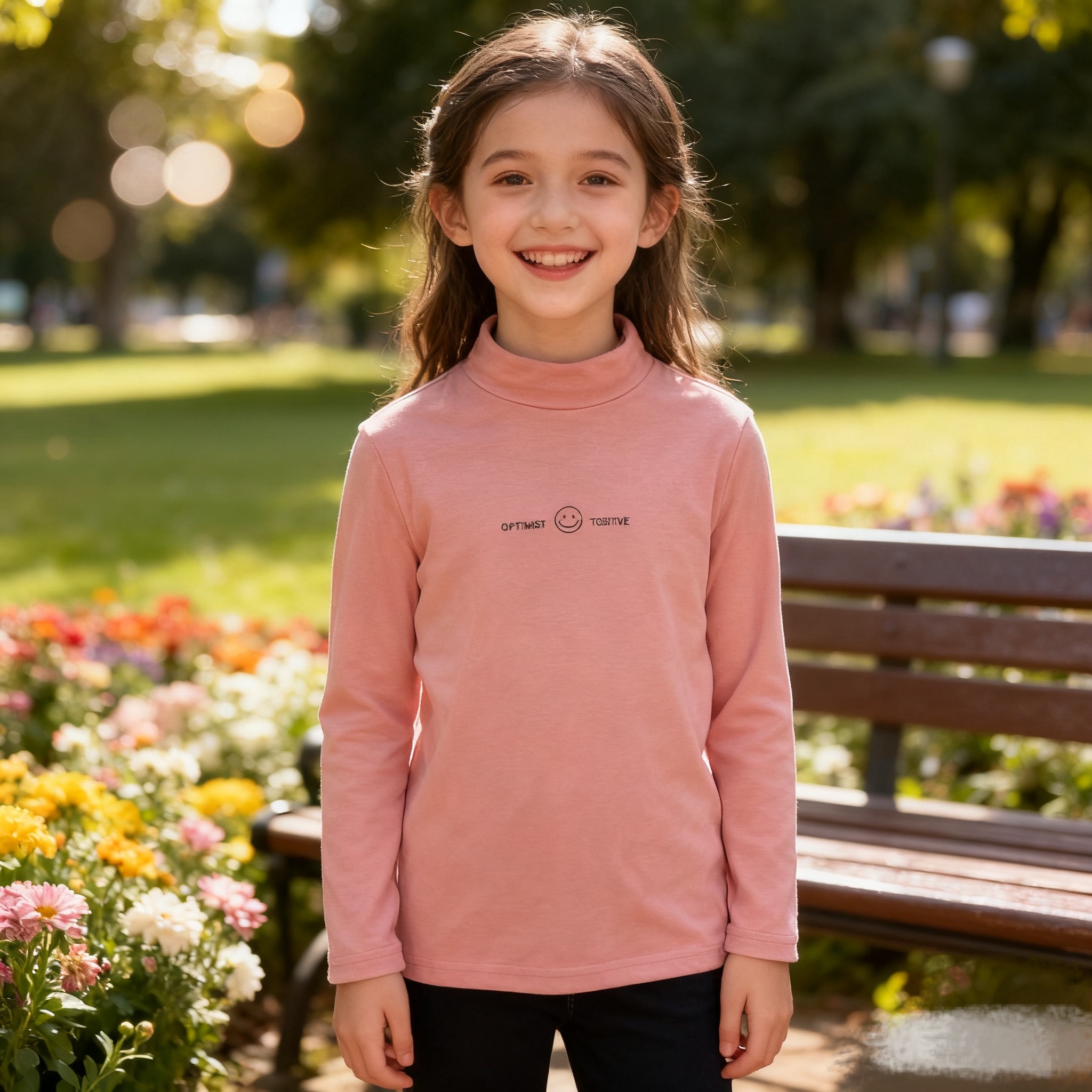 4311粉色笑脸打底衫女春秋季长袖（gyd）