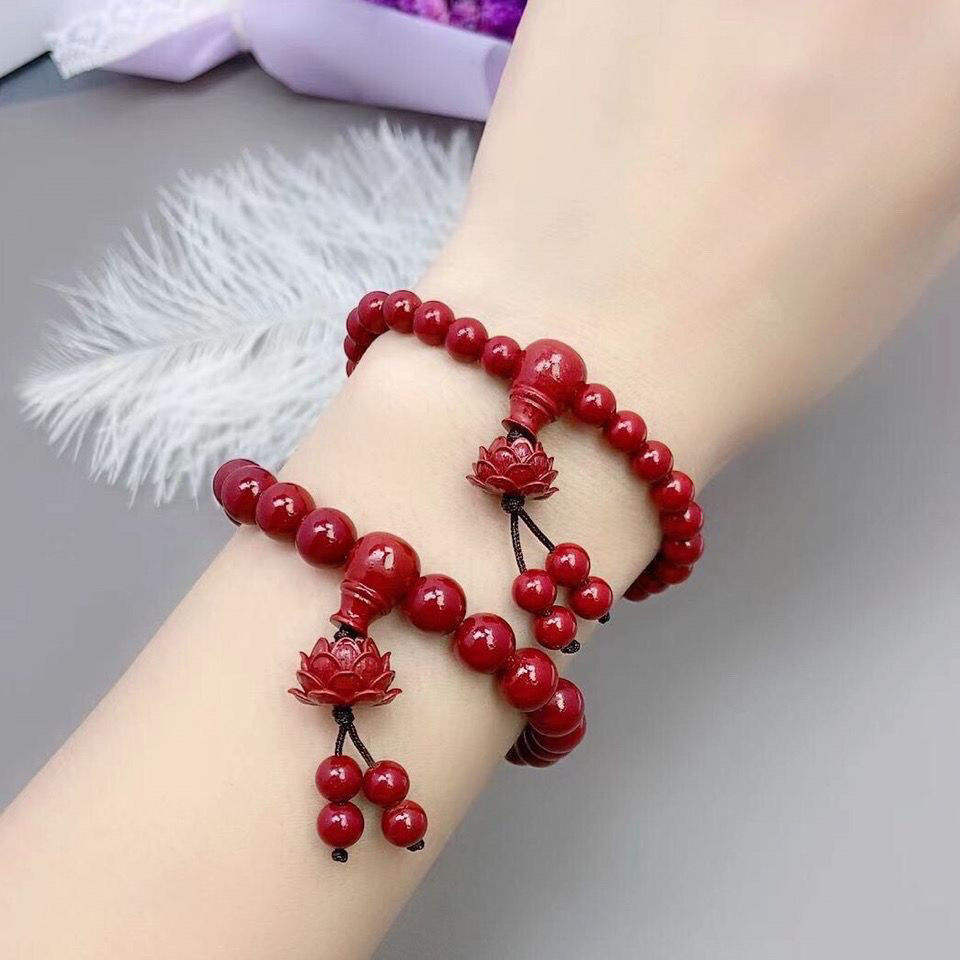 含辰砂工艺品真品紫金砂学生版静心莲花手串闺蜜百搭手链