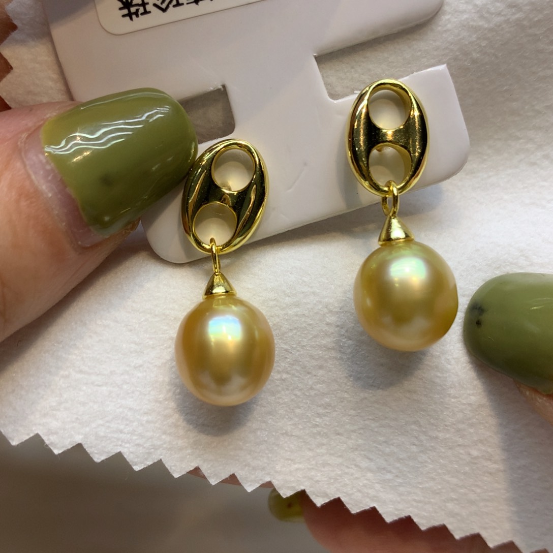 银S925镶嵌耳饰海水珍珠