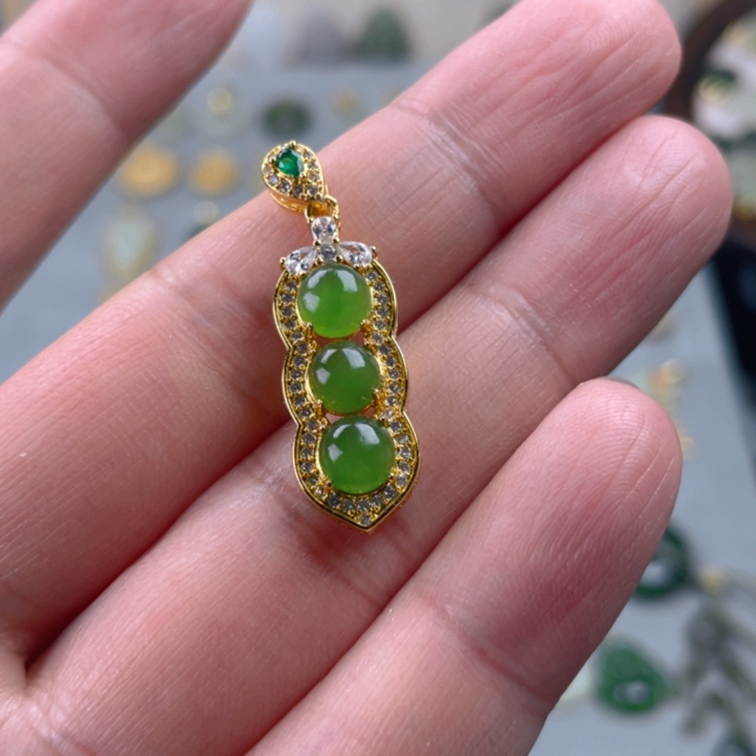 和田玉颈饰银S925镶嵌悦*