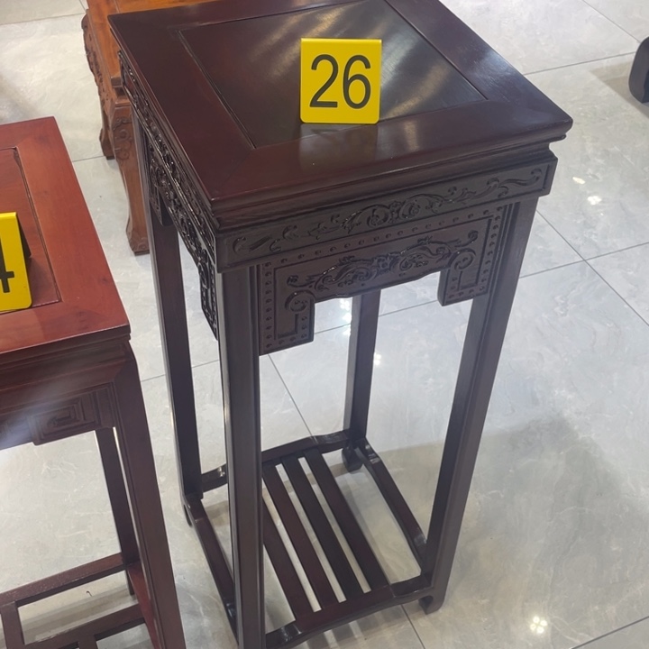 和***刚家具黑酸枝木类花架一对