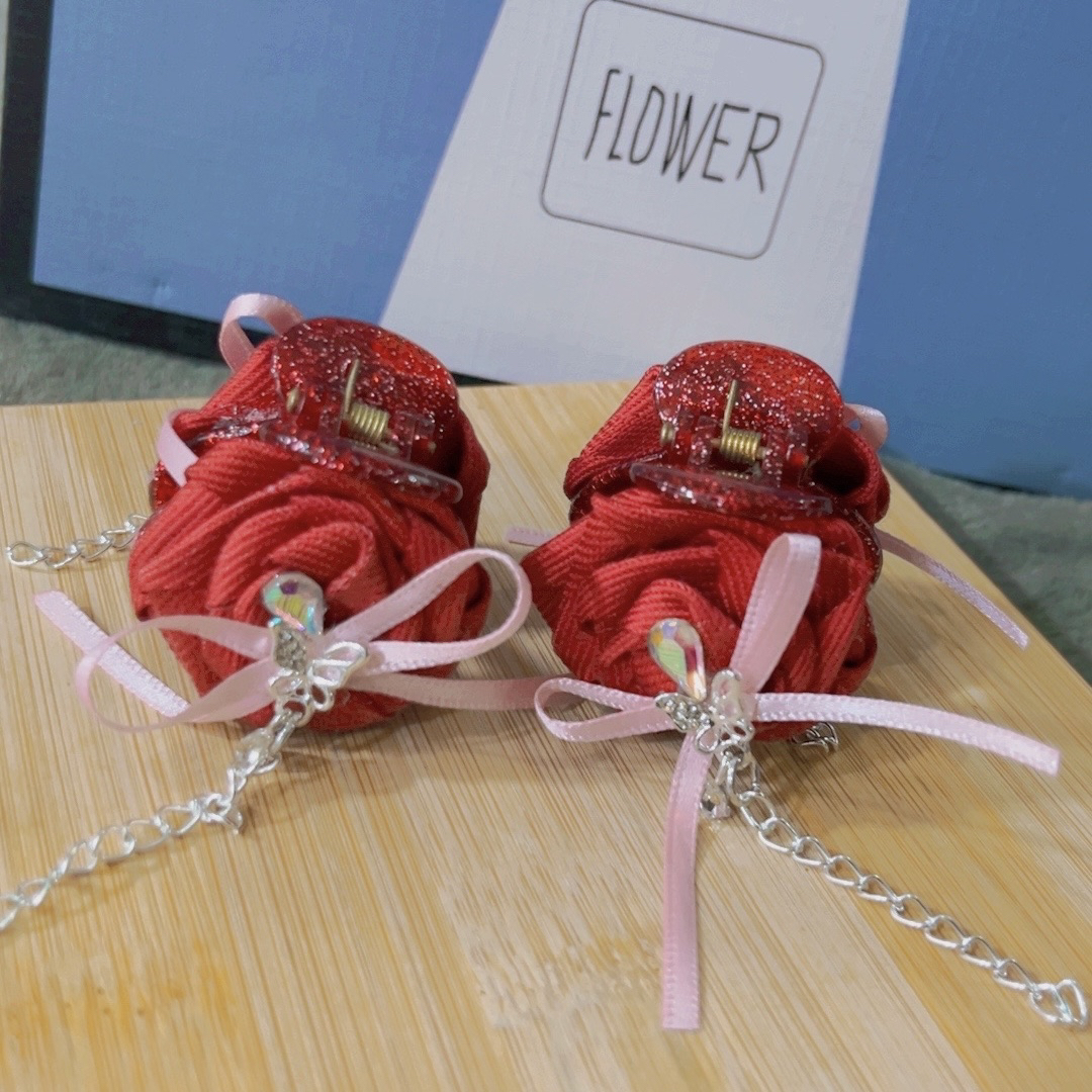 精致浪漫水钻玫瑰花抓夹超仙发爪刘海夹高级感迷你发抓网红发饰品