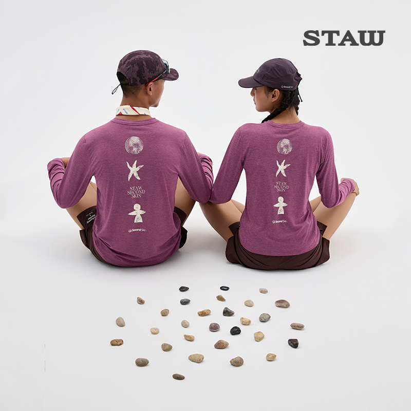 STAW世拓自然之力跑者印花长袖T恤男跑步运动训练马拉松速干衣女T