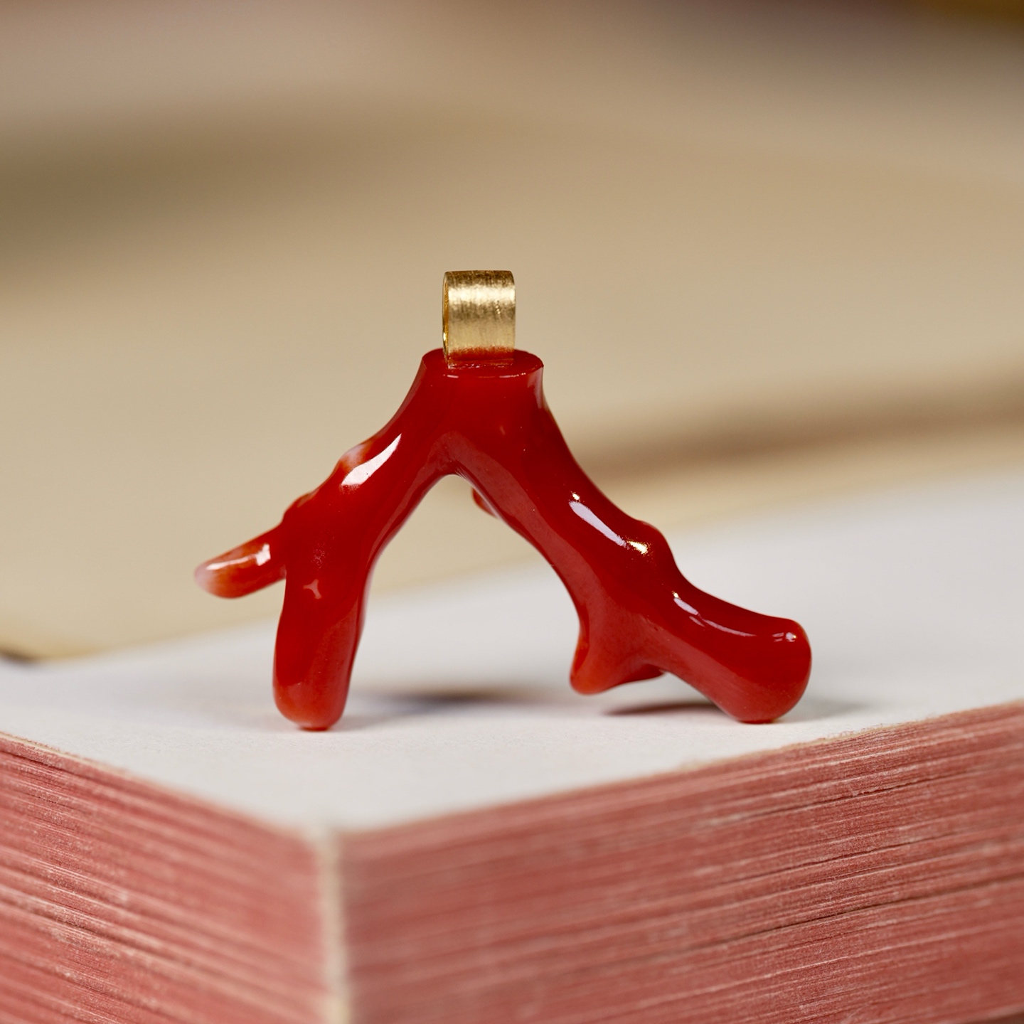 上品传承 18K金天然珊瑚吊坠