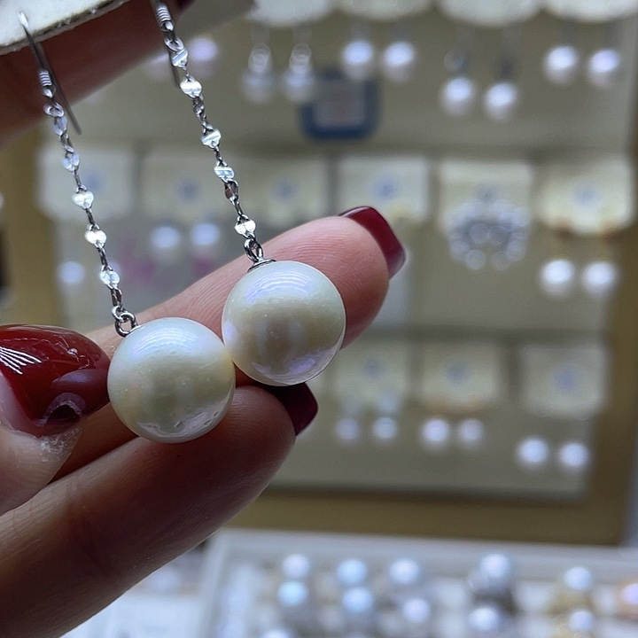 淡水珍珠耳饰银S925镶嵌