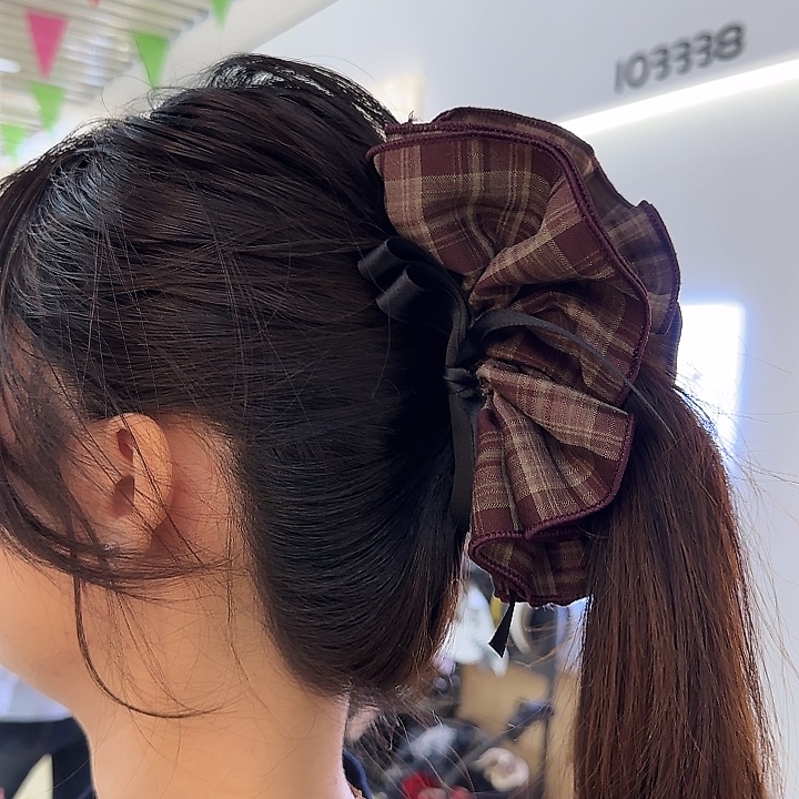 三醋酯纤维红格子裙摆13公分香蕉夹-45