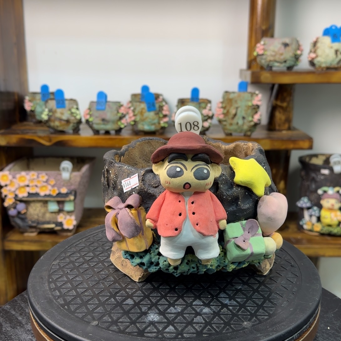 本默花器麦饭石手捏花盆