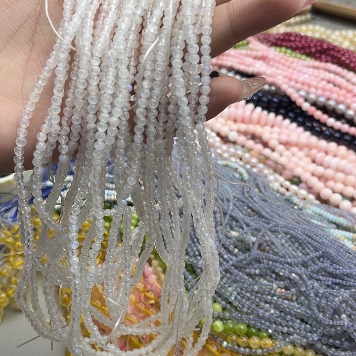 玛瑙/玉髓珠宝半成品未镶嵌一条3.8mm灰月光