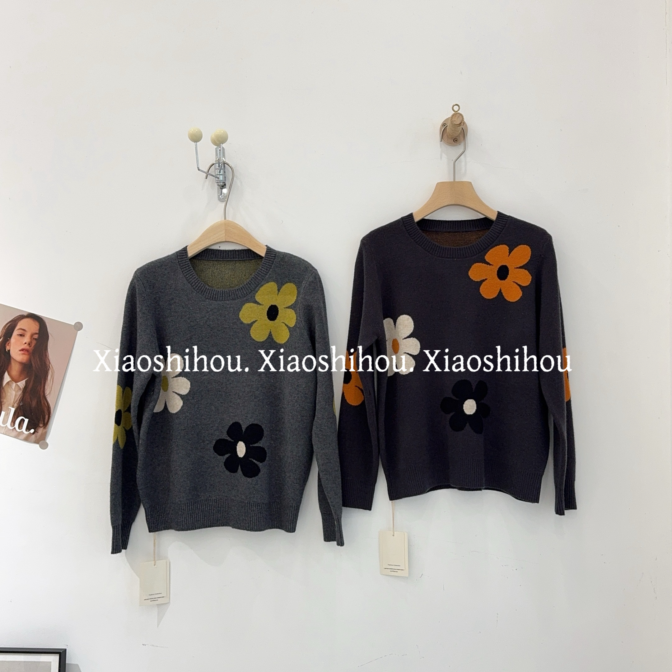 小时候女装店花朵针织毛衣2193