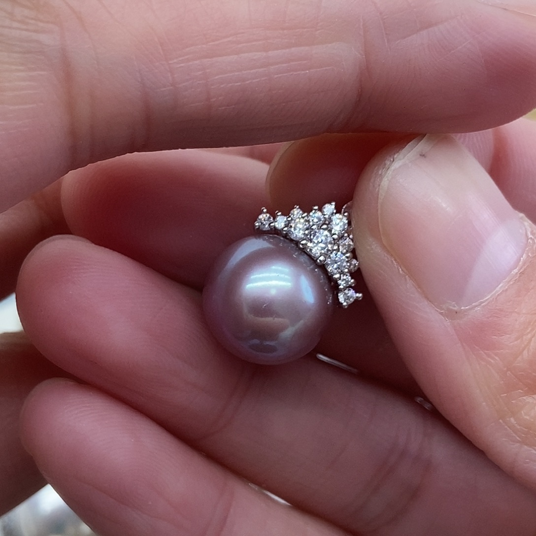 吊坠(不含链)淡水珍珠银S925镶嵌