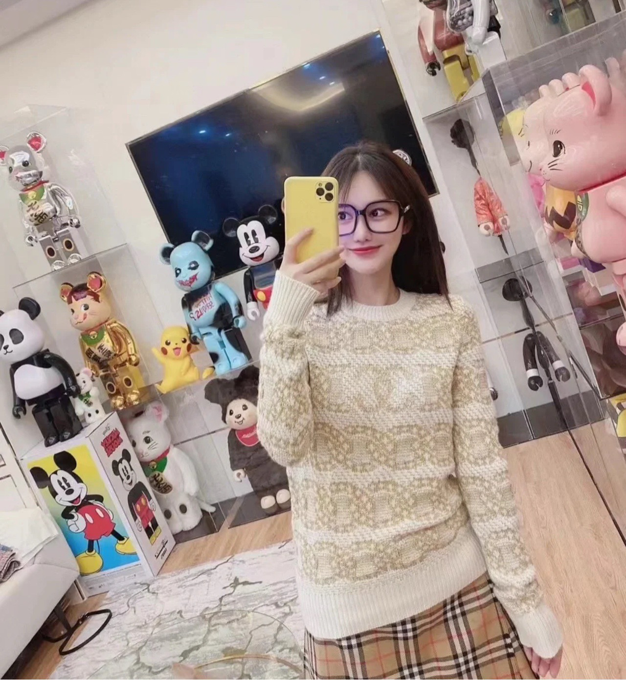 99新 Chanel/香奈儿 双logo针织提花毛衣 38码 01731