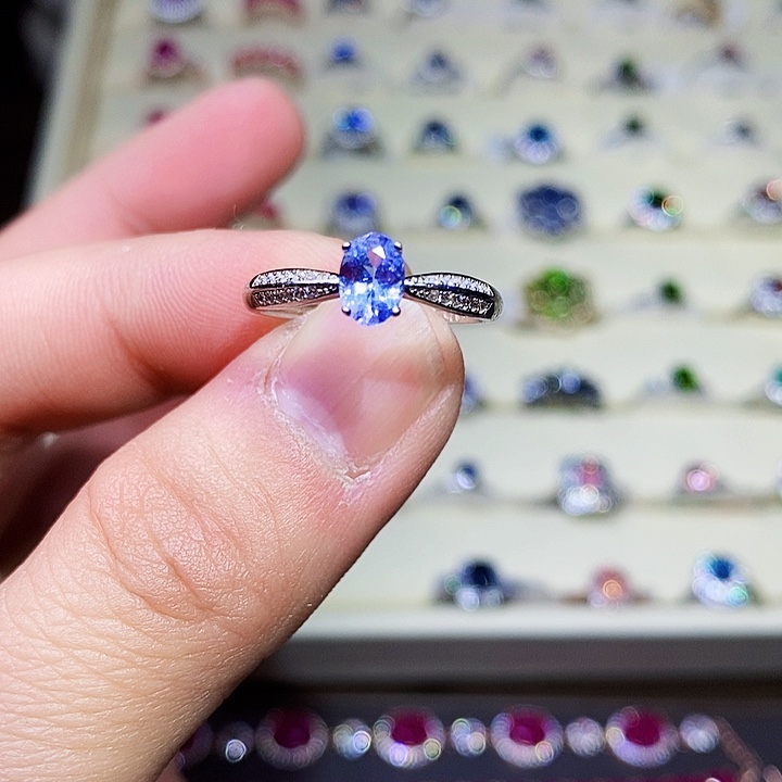 坦桑石戒指银S925镶嵌1111