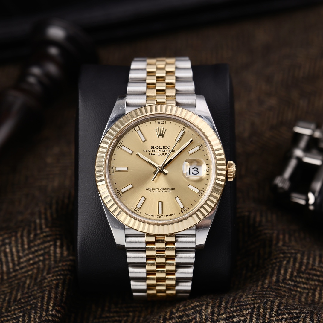 95新 Rolex/劳力士 126333 五珠链香槟色盘狗牙圈 41mm 单表 