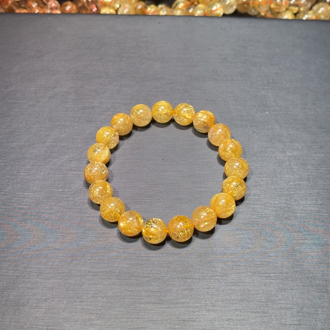 侗***娘手串未镶嵌发晶金钛晶