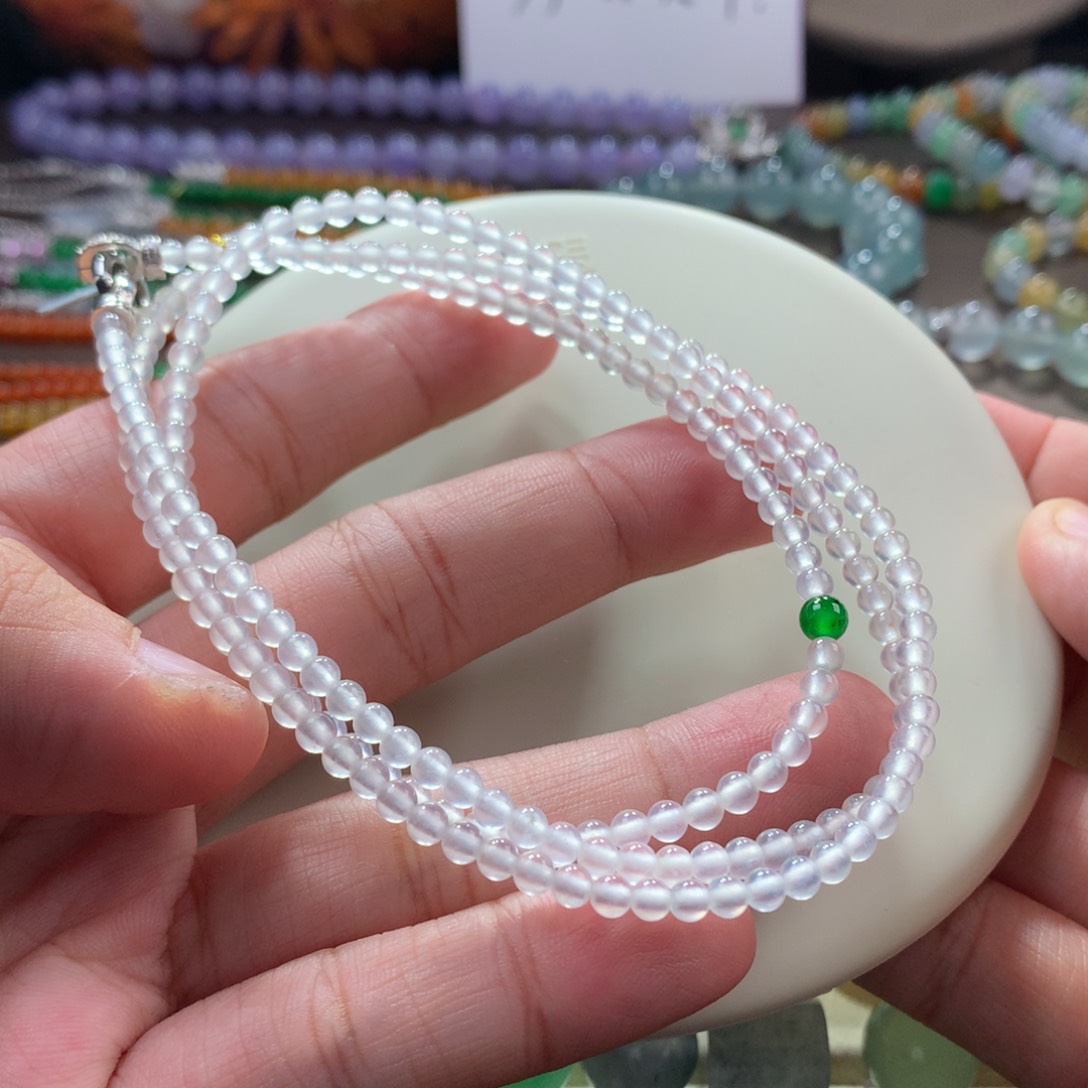 翡翠手链未镶嵌白玻璃小米项链
