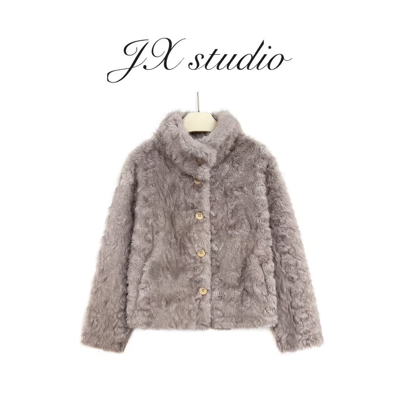 静贤【轻柔慕斯】冬季韩版气质显瘦皮毛一体毛毛外套