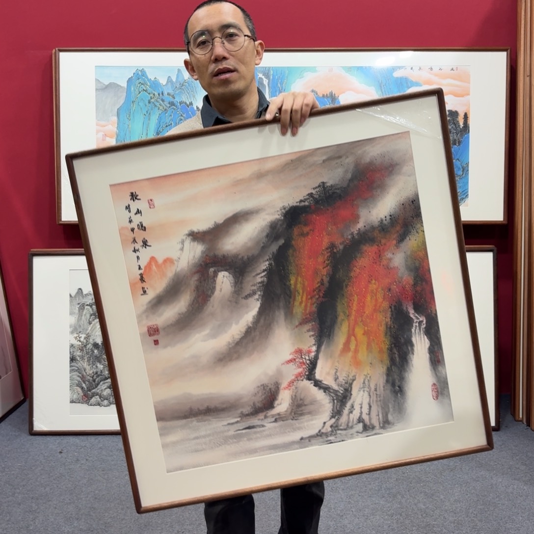 国画带框绘画80/80尺寸