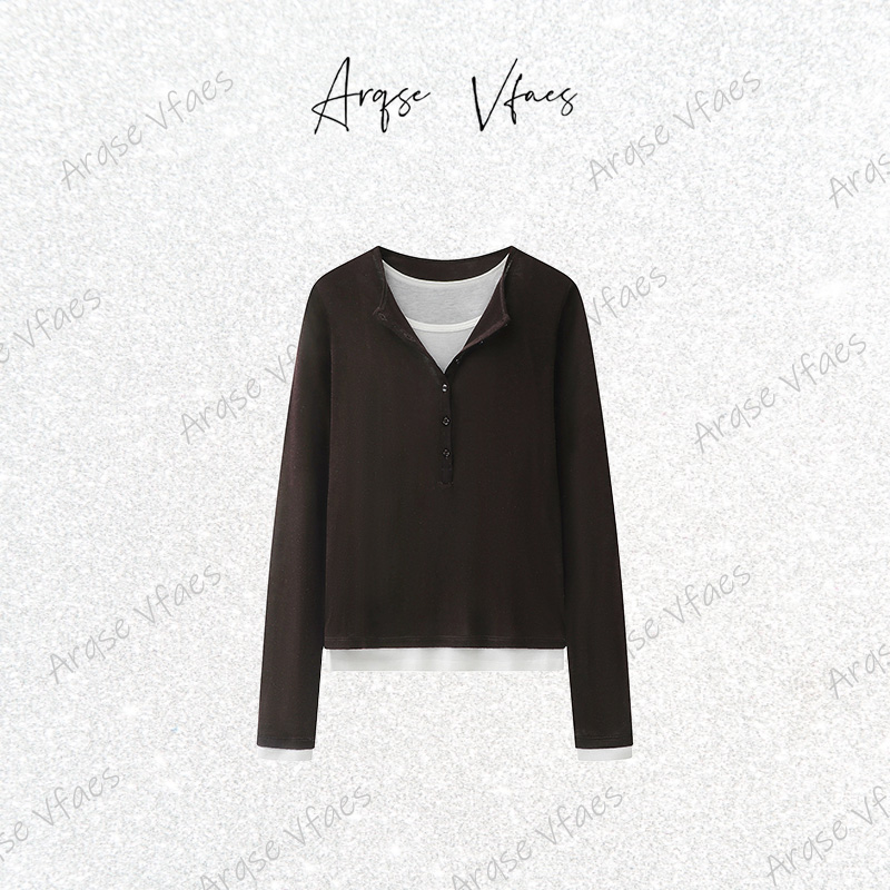 艾家同款2026春季新款时尚百搭假两件拼接针织衫女打底衫AR601155