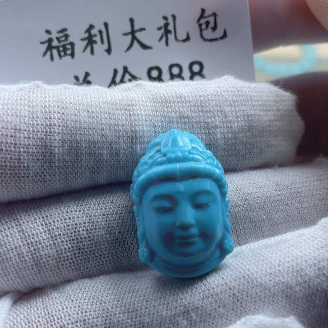 绿松石银S925镶嵌天然原矿绿松石雕刻件