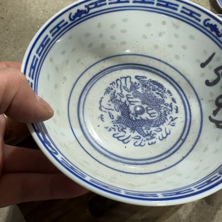 摆件景德镇素青花龙纹18公分碗