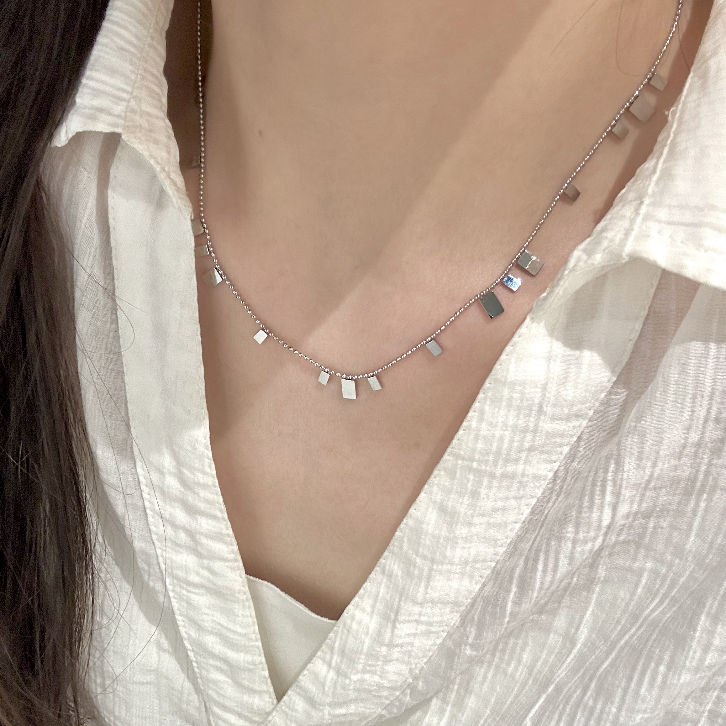 钛钢项链 十里间直【小方片】简约通勤小方片项链百搭锁骨链