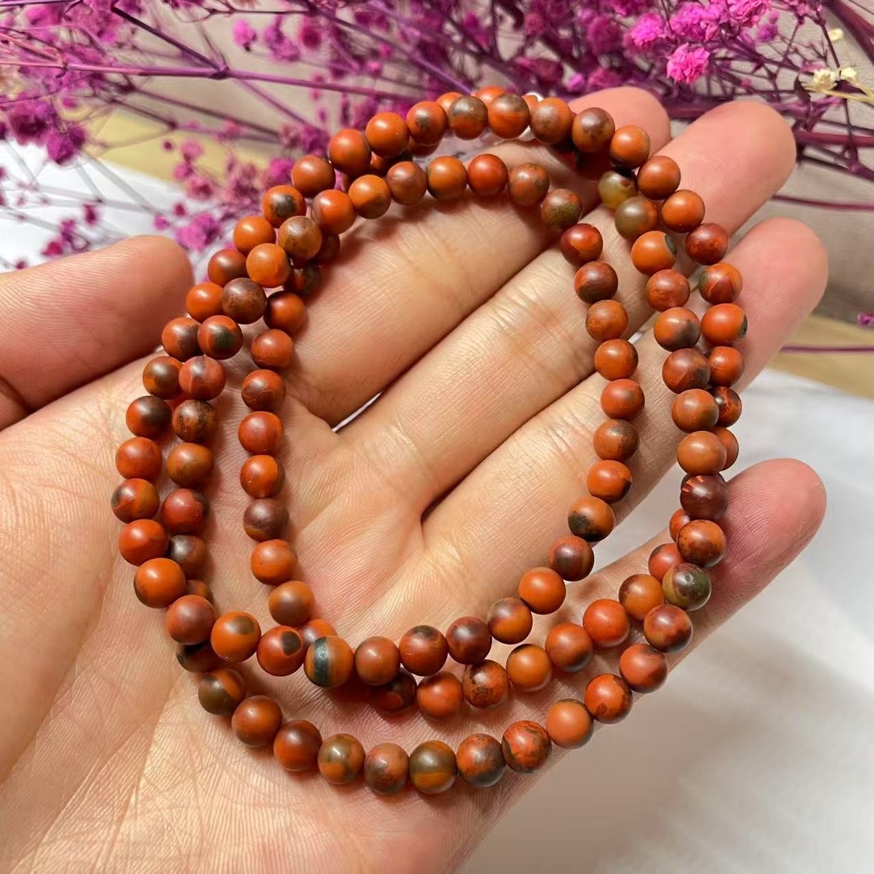 【老掌柜】鸡血包浆/南红项链/6mm   SY070703