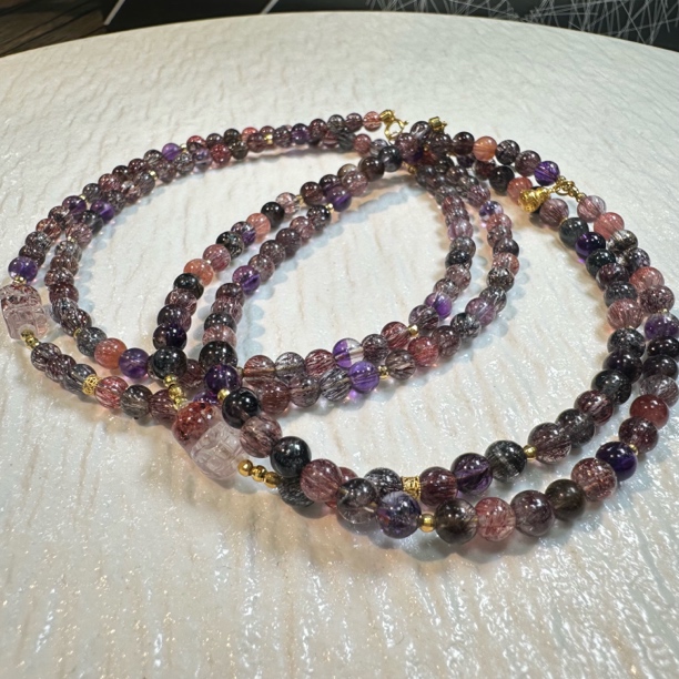 【小宝晶选】原创黑加仑超七项链 约4mm 多样性发一件 121XBXC