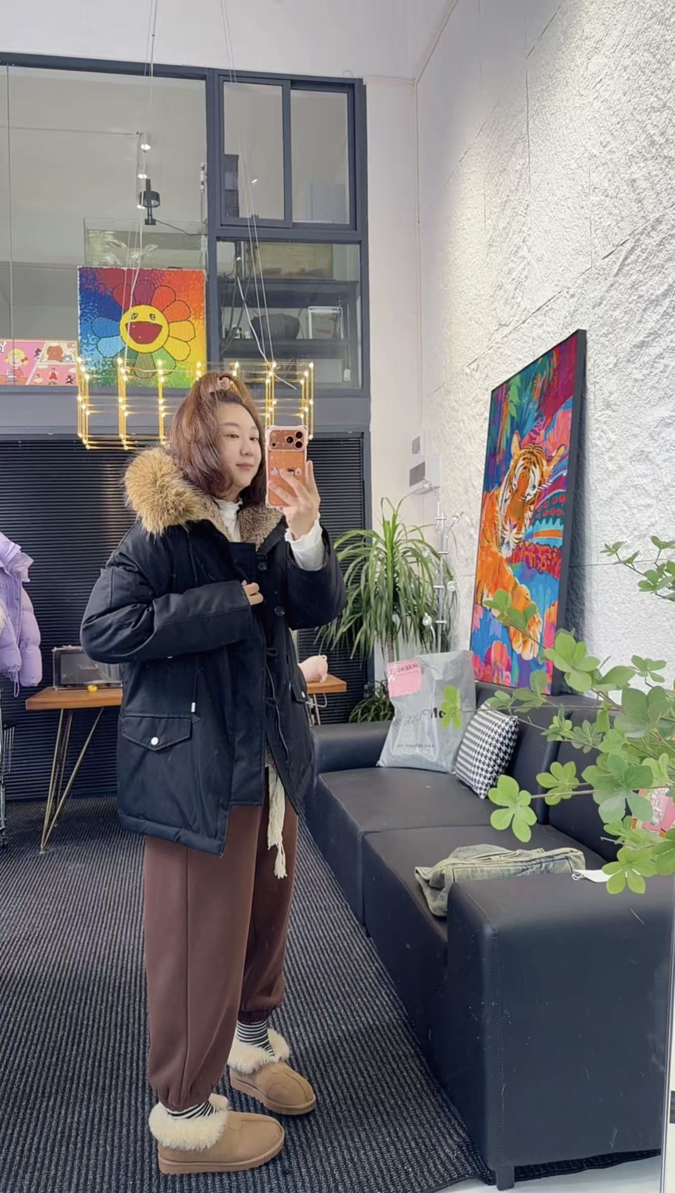 冬季新款韩版连帽毛领工装派克服保暖外套女装