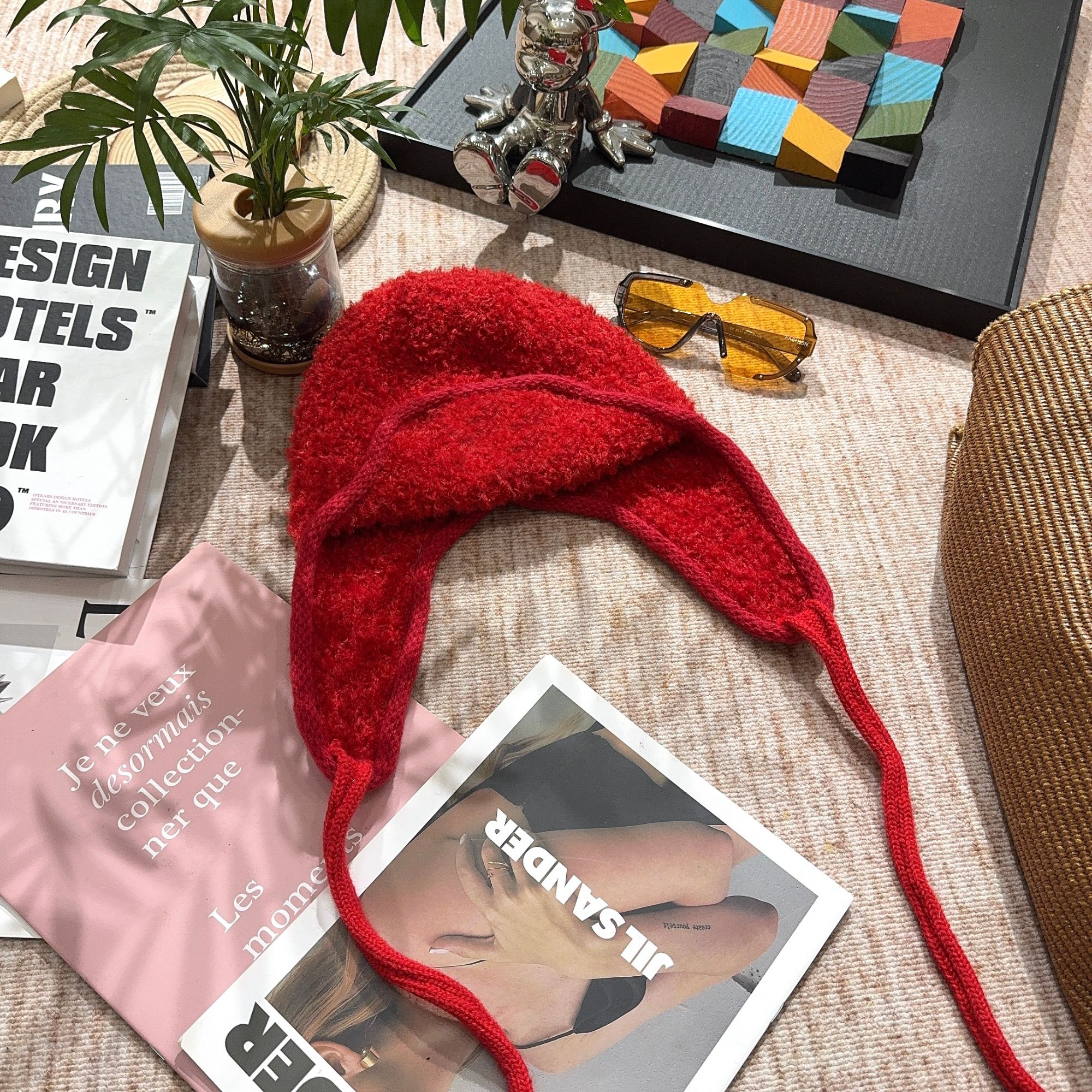 2025秋季新款百搭休闲毛线针织纯色护耳帽5284