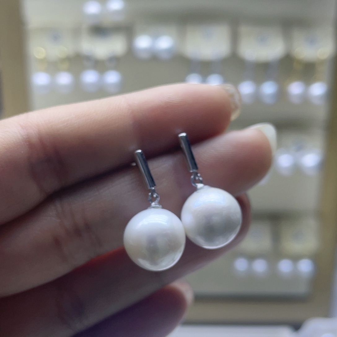 淡水珍珠耳饰银S925镶嵌