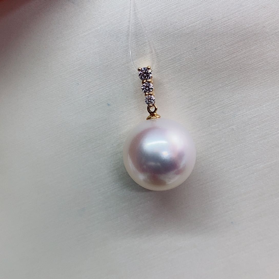 吊坠(不含链)18K金镶嵌海水珍珠13-14