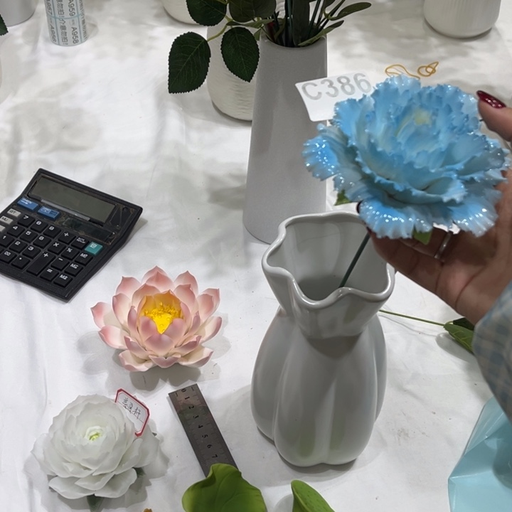 幼***陶瓷花手工捏制C386不花瓶