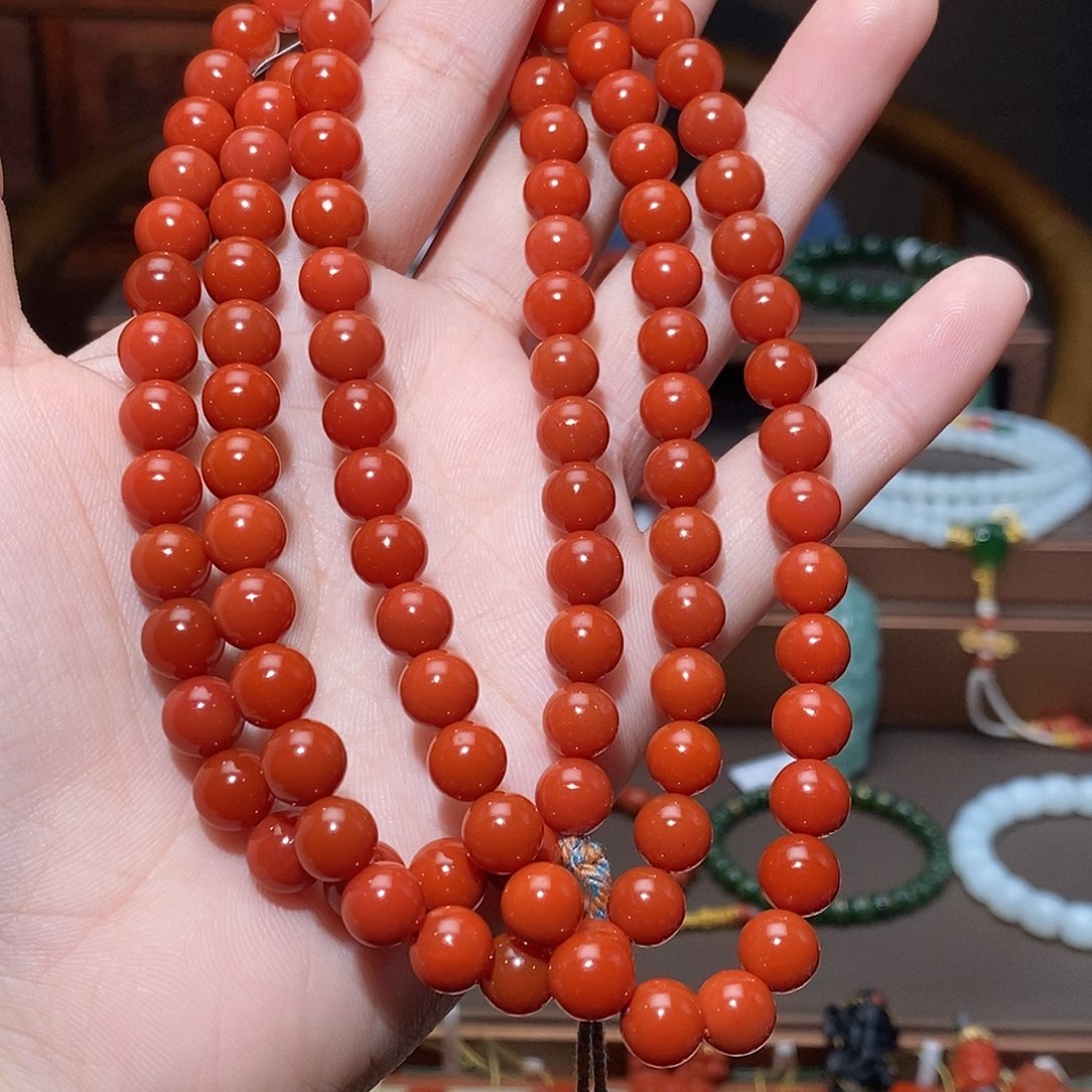 南红玛瑙手链未镶嵌卡8
