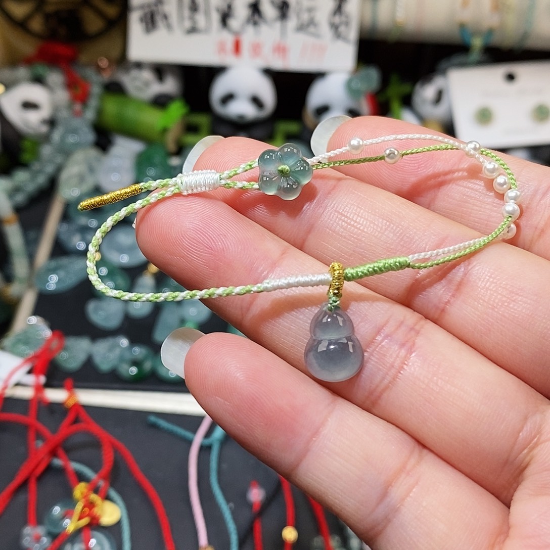 翡翠未镶嵌颈饰葫芦小花手绳15