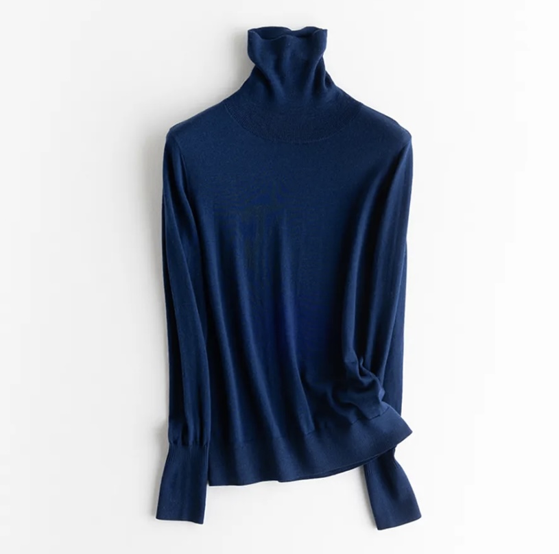 MOYIN高领【100%美丽诺羊毛】3股线60支18针无缝高领打底衫新澳纱