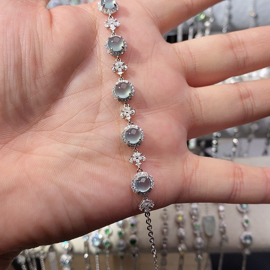 翡翠银S925镶嵌手链