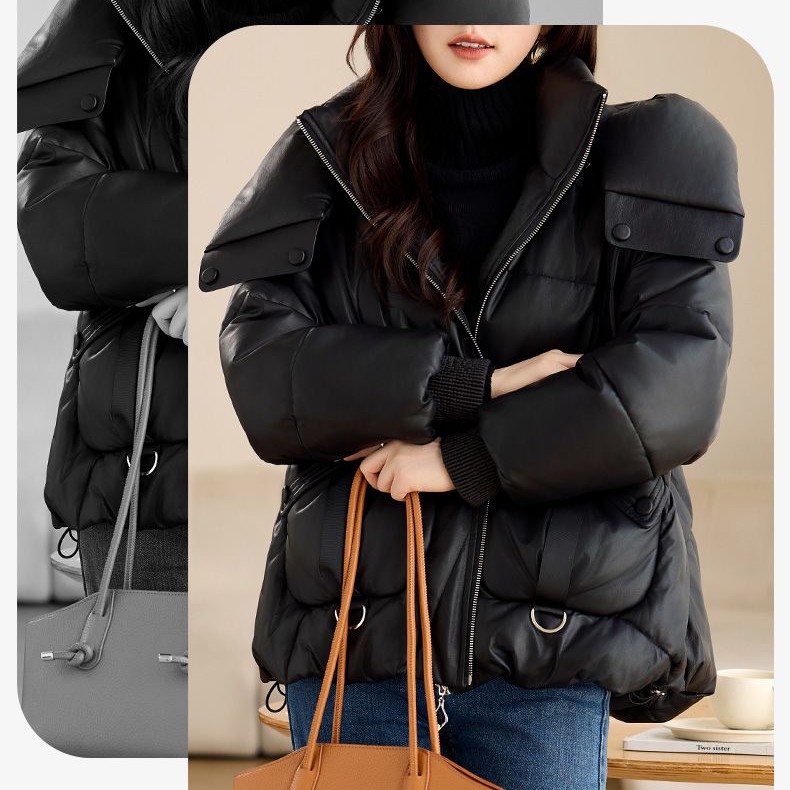 头层绵羊皮冬季韩版宽松女皮羽绒，鹅绒服