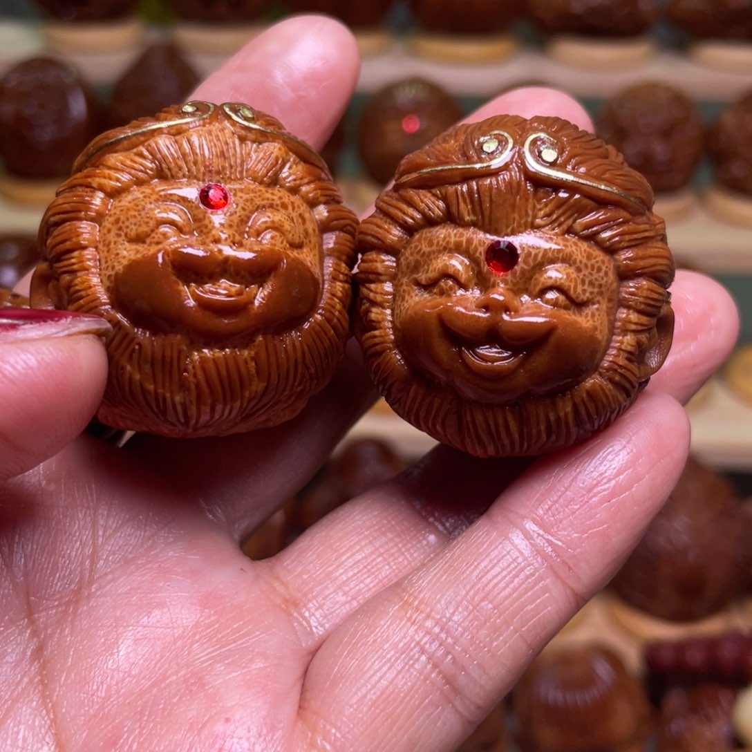 橄榄核手串/手链镶嵌小圣一对