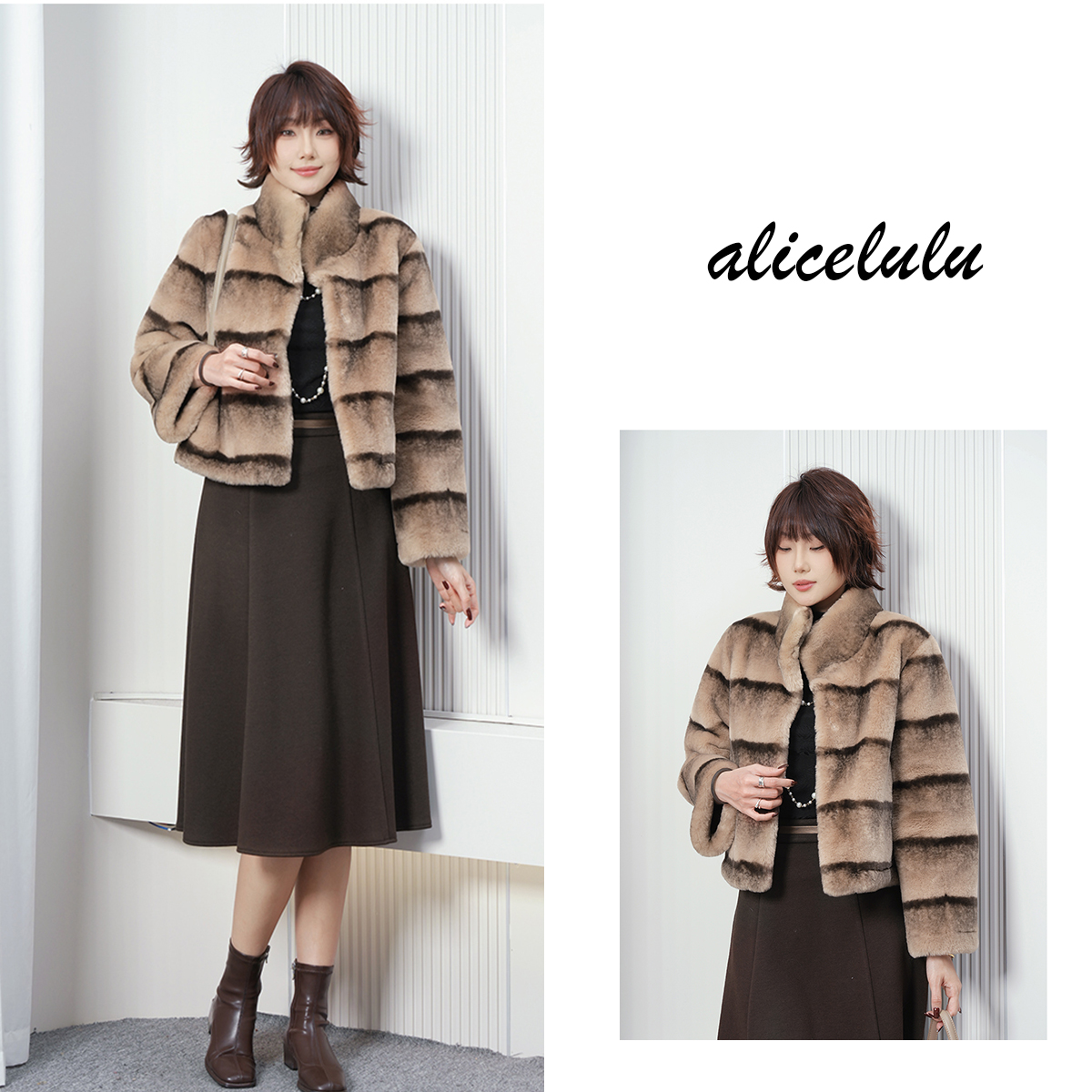 alicelulu‘雪山龙猫’渐变双色高级感显瘦短外套S2145747Vr