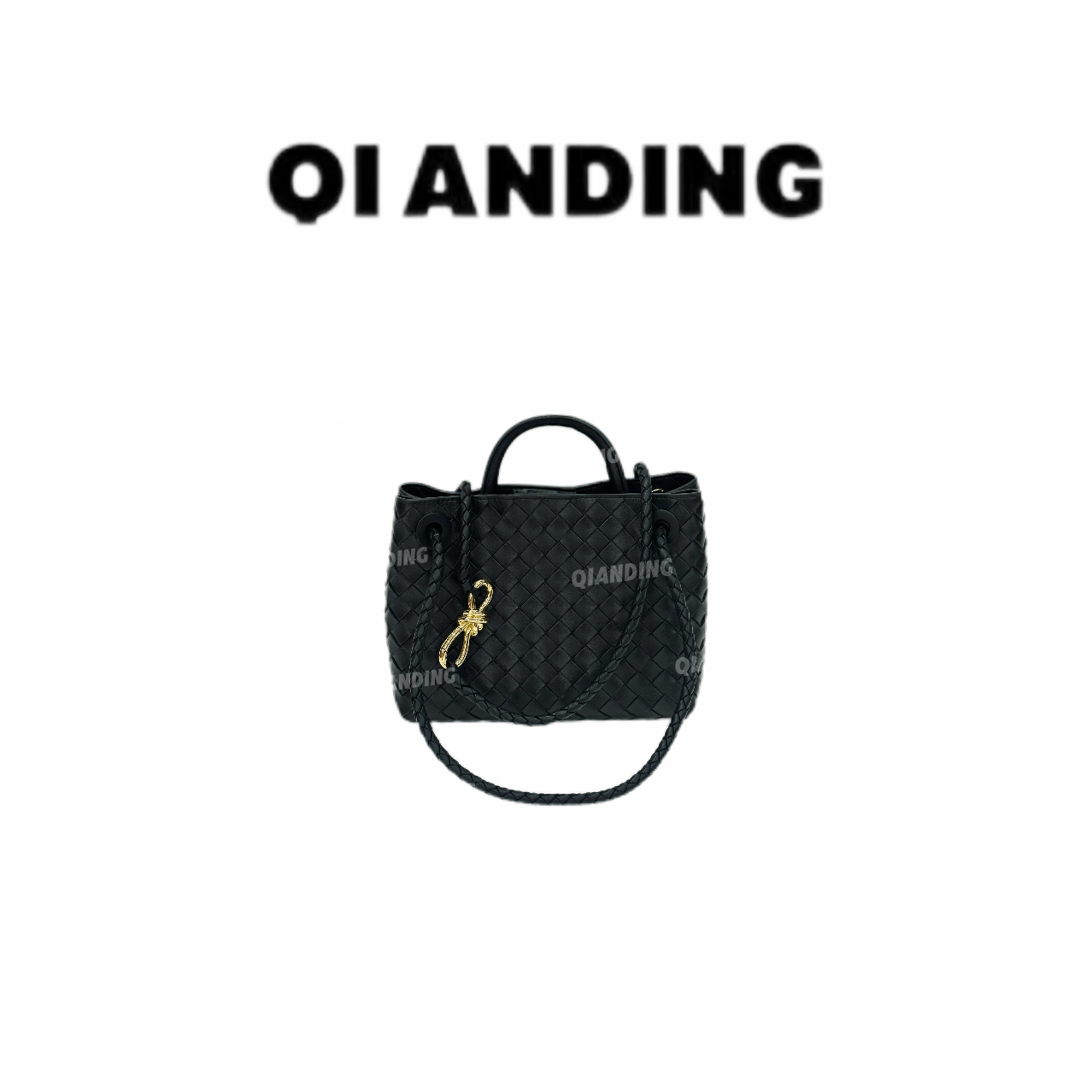 【QIANDING】‘’ 羊皮编织包”百搭手提轻便托特包